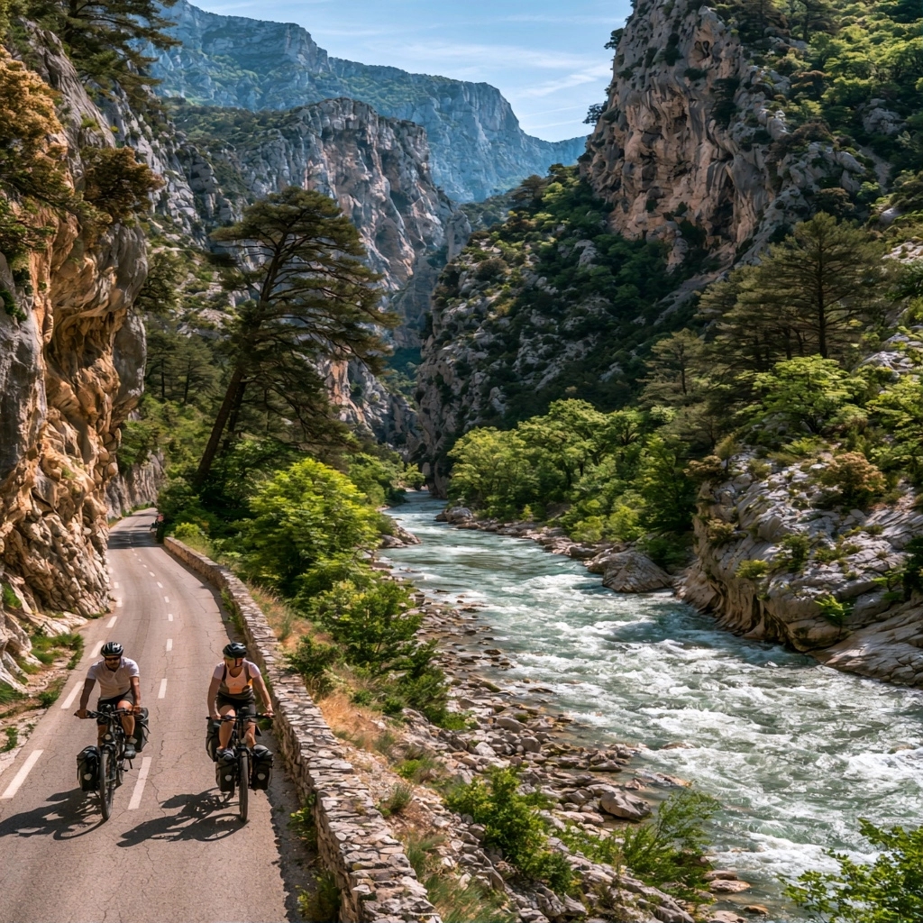 Tourisme durable et découverte : respect de la nature et initiatives locales autour des Gorges de la Nesque — Explorer les gorges de la nesque à vélo : un parcours naturel splendide