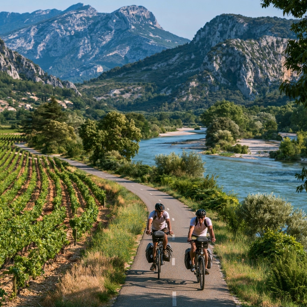 Via Rhôna : itinéraire, pistes cyclables et paysages viticoles — Via rhona et vins de la région : une expérience à vélo unique